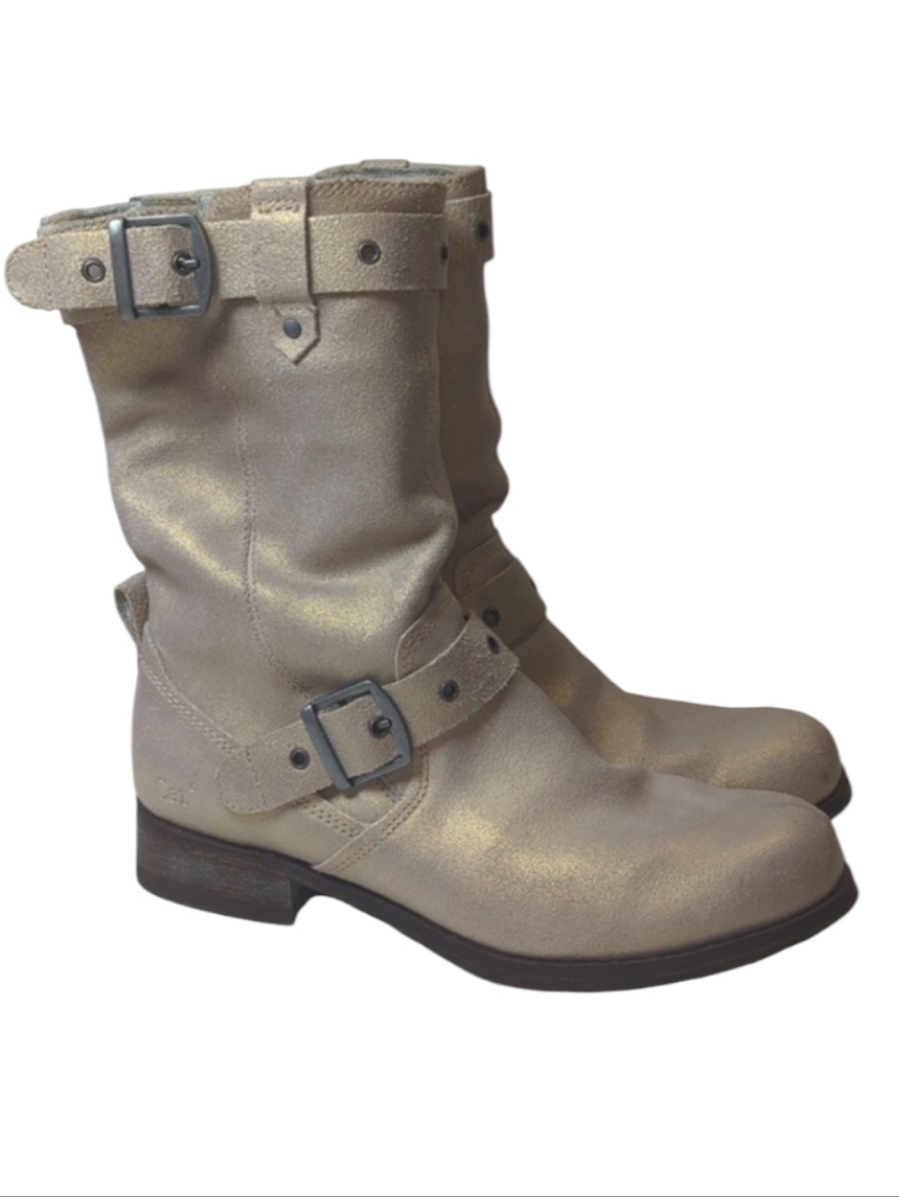 Caterpillar Women's Side Zip Metallic Moto Boots Size 8